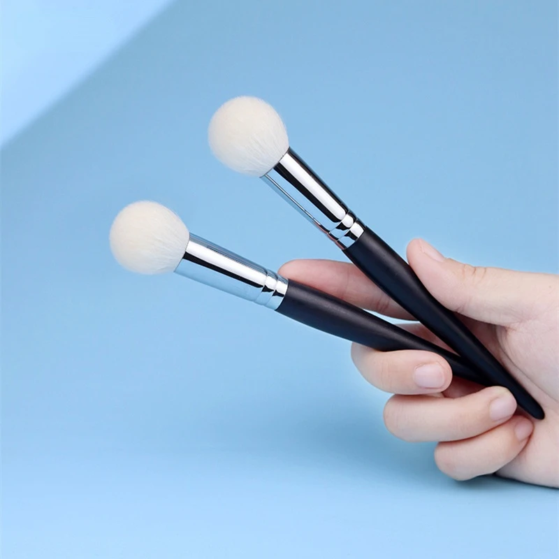 1pcs Goat Hair Blush Brush Stippling Makeup Brush Cosmetic Powder Natural Blooming Blusher Highlighter Contour Brushes