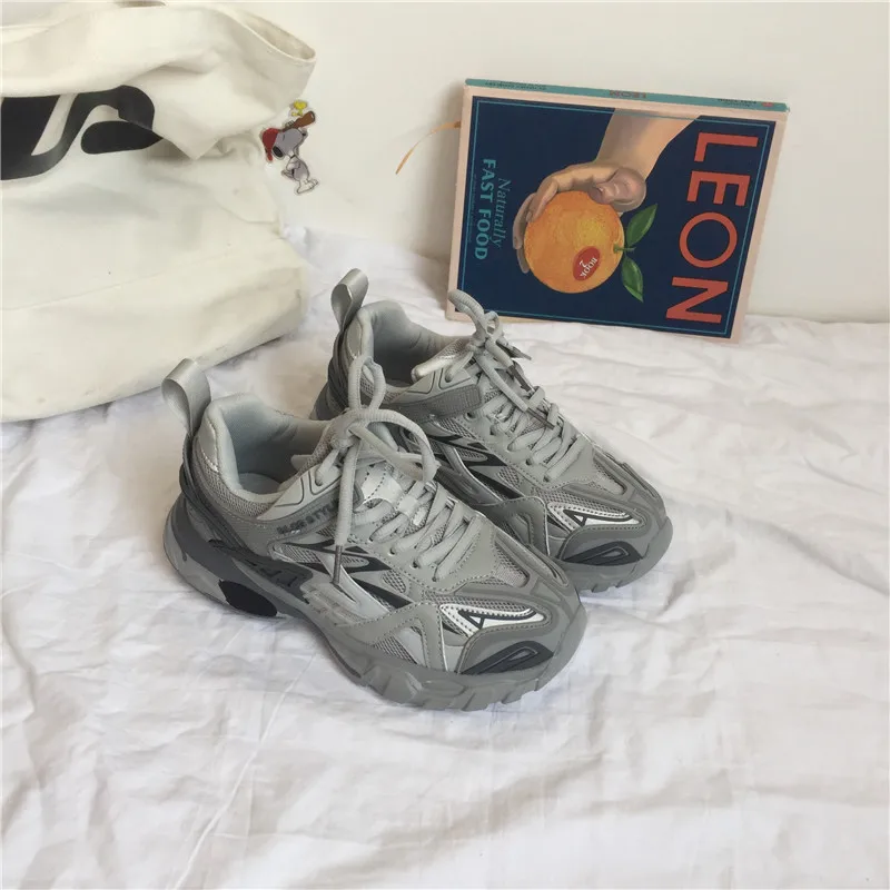 Girls Casual Sneakers 2023 Spring New Thick Sole Dad Shoes Boys Retro Internal Elevation Popular Versatile Premium Grey Sneaker