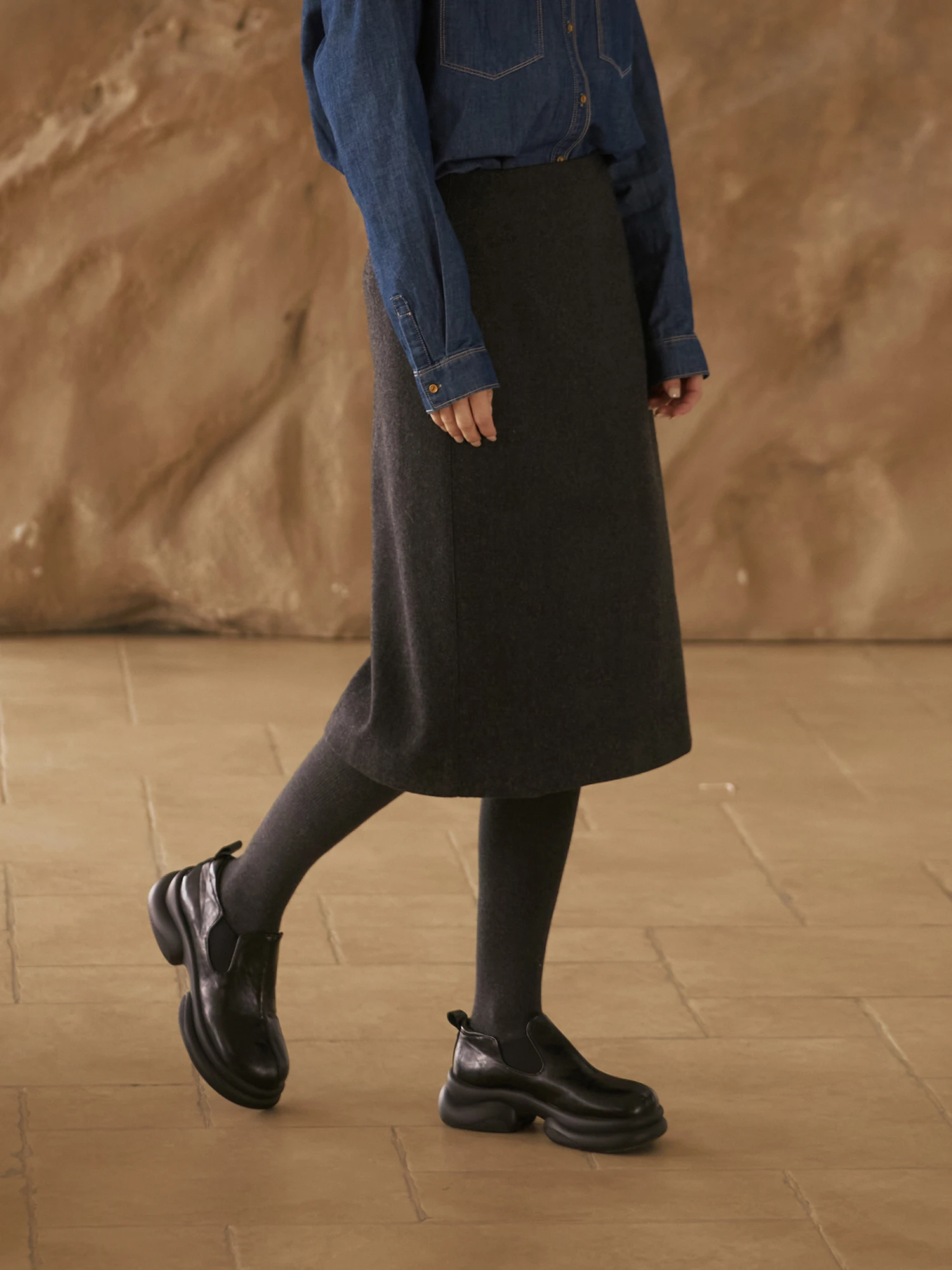 

Новая зимняя винтажная юбка VIMIE2025 из смесовой шерсти, повседневная, средней длины, свободного кроя, на молнии, А-силуэт