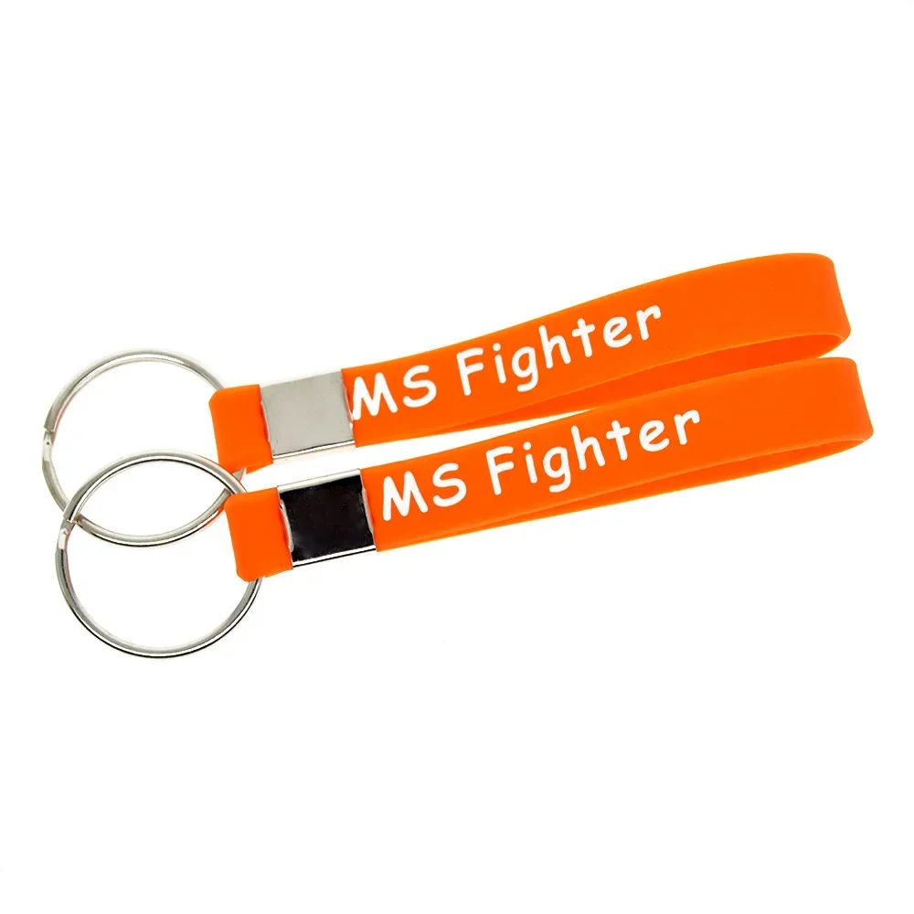 25 Pcs Ms Fighter Never Give Up Silicone Rubber Bracelet Key Holder Orange