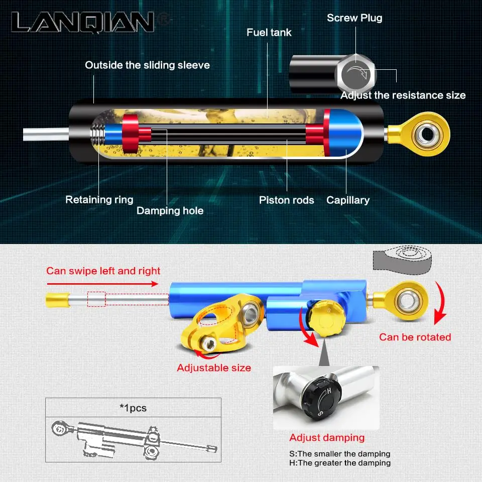 Motorcycle Damper Stabilizer Damper Steering Reversed Safety Control For SUZUKI GSXR 600/750 SFV650 GLADIUS SV650 TL1000S