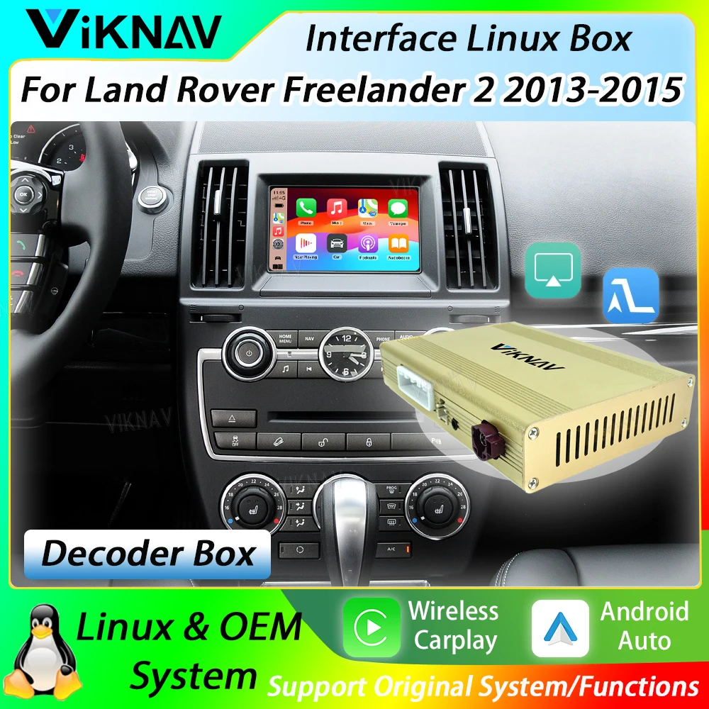 

For Land Rover Freelander 2 2013-2015 OEM Car Interface Upgrade Decoder Box MuItimedia Wireless CarPlay GPS DVD BT Android Auto