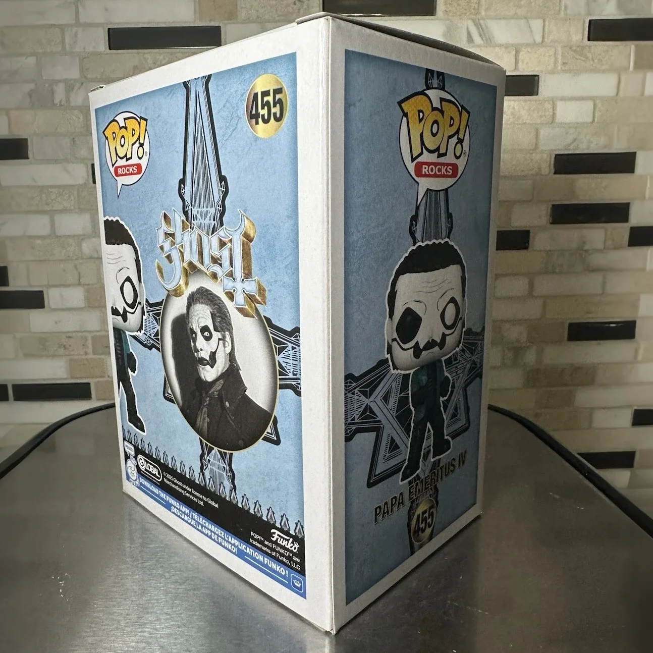 

Ghost Papa FUNKO POP Emeritus IV (Blue Jacket) (Glitter)455 Action Figures 4inchs Collectible Limited Edition Figurine Toy Gift