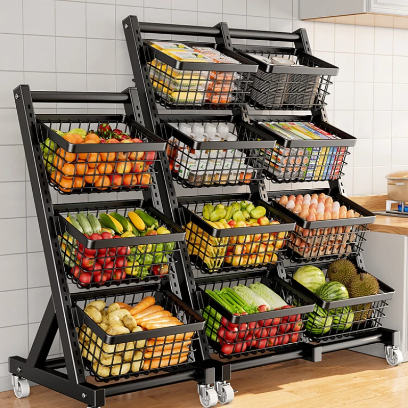 

Kitchen storage rack, floor multi-level household fruit and vegetable multifunctional