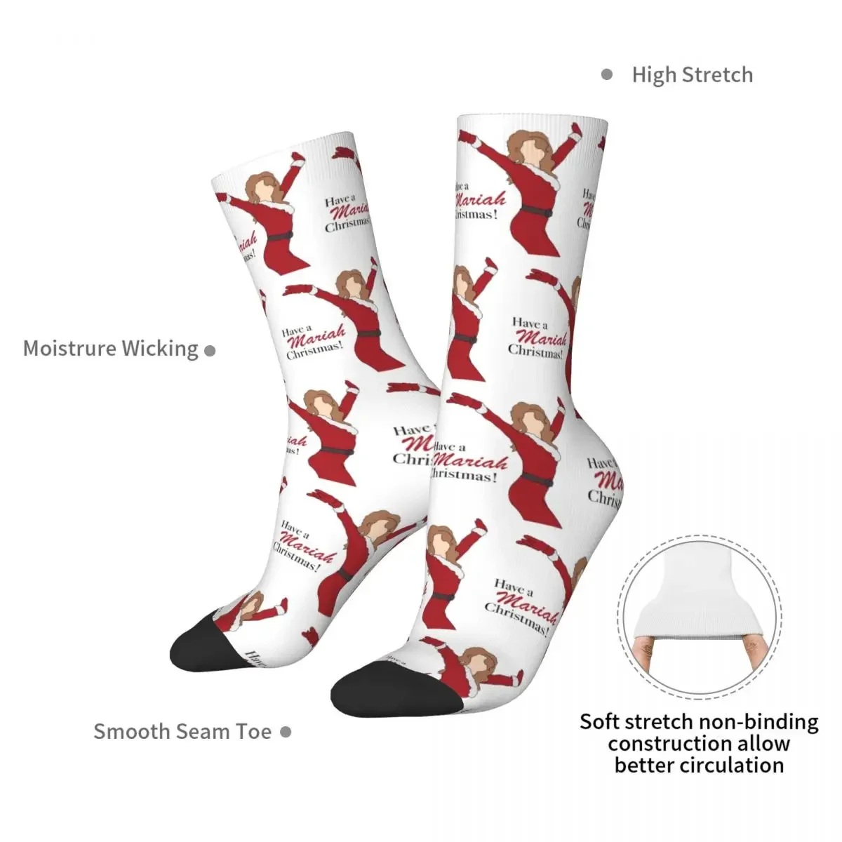 Have A Mariah Christmas Socks Harajuku Super Soft Stockings All Season Long Socks Accessories for Man's Woman's Birthday Present