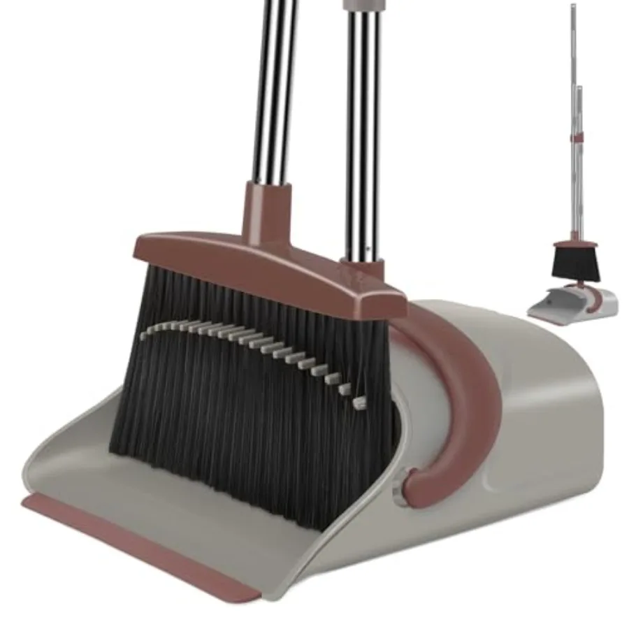 

Broom with Dustpan Combo Set, 50.6 inch Long Handle, Upright Standing Broom and Dustpan Set Quiet Cleaning Tool Sweep the Floor