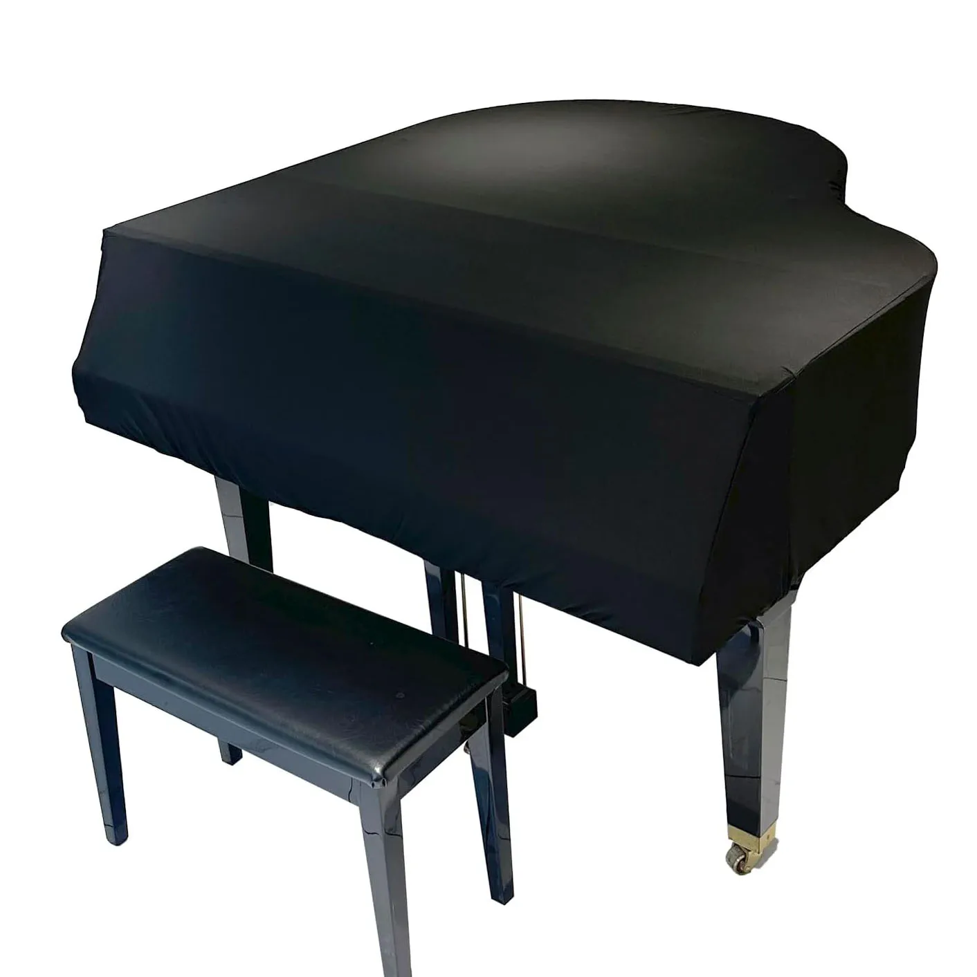 Waterproof Dustproof Elastic Grand Piano Cover Minimalist All-Black Fits Petite Grand & Baby/ Medium/Parlor Grand Piano