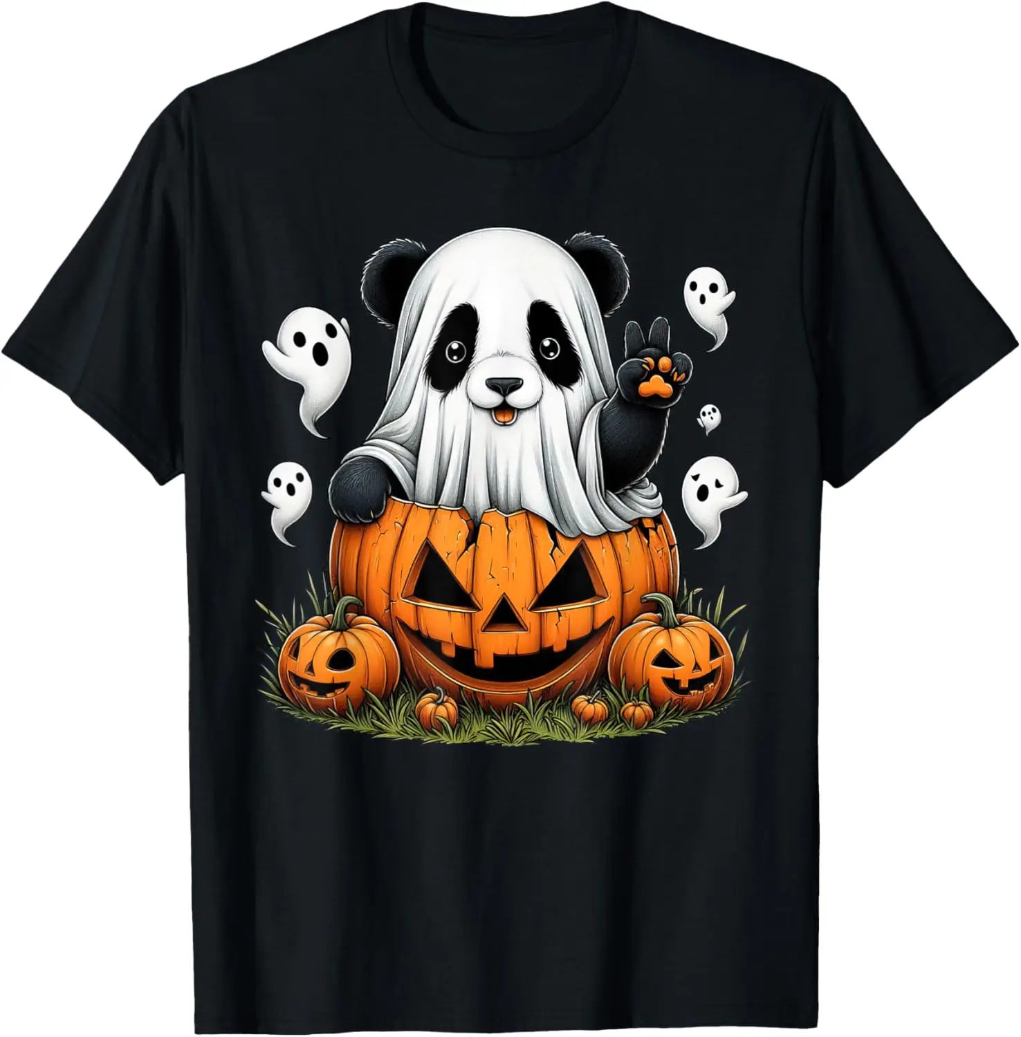 Funny Panda Ghost Boo Halloween Panda Womens Mens Kids T-Shirt