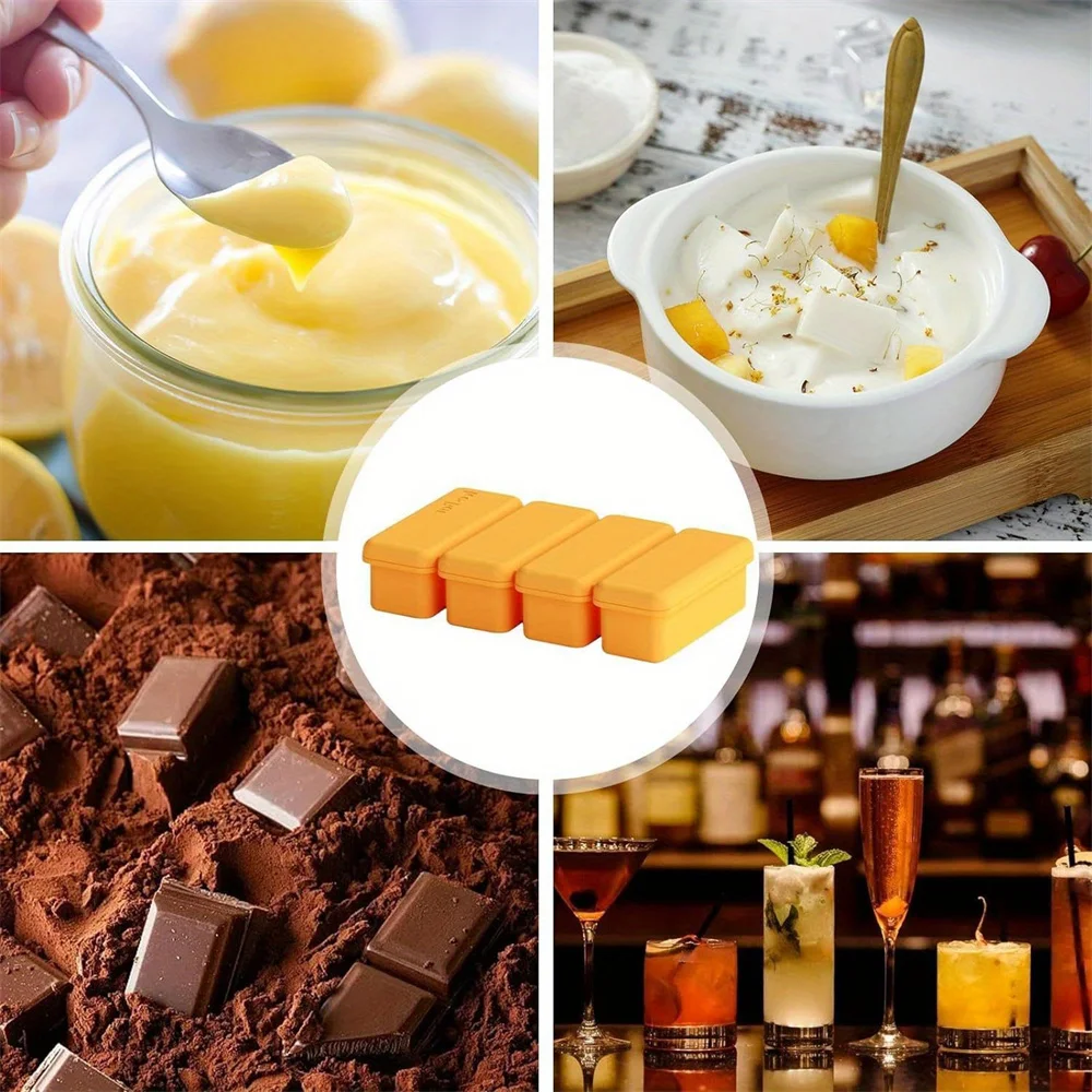 4er-Silikon-Eiswürfelformen mit Deckel, hausgemachte Eisformen, Lebensmittel-Gefrierbehälter für Suppen und Saucen – Detail 8