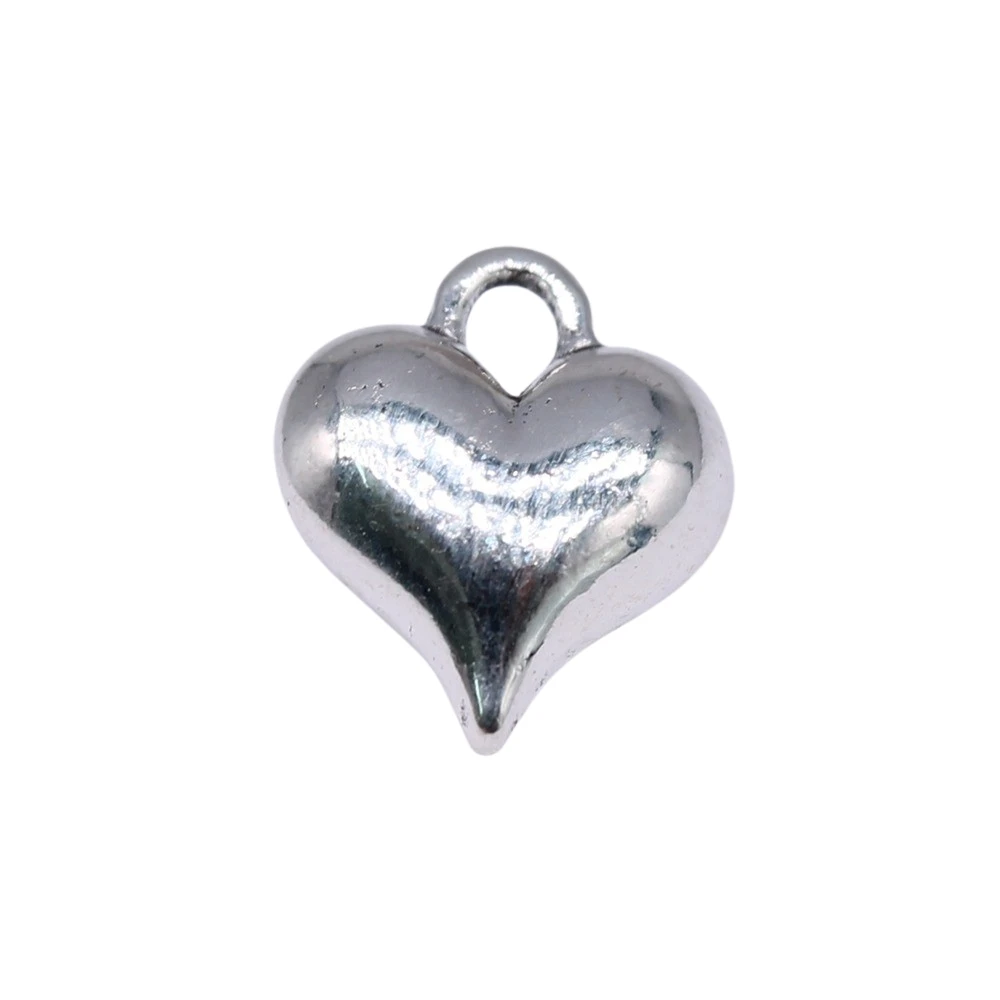 WYSIWYG 10pcs Charms 13x11mm 3D Heart Charms For Jewelry Making DIY Jewelry Findings Antique Silver Color Alloy Charms Pendant