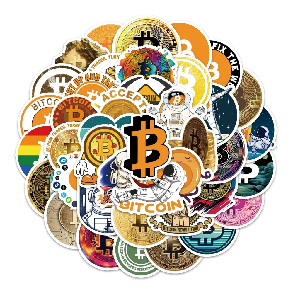 

54PCS BITCOIN Virtual Currency BTC Graffiti Decorative Stickers Waterproof Decal Creative DIY Water Cup Phone Case Scrapbook