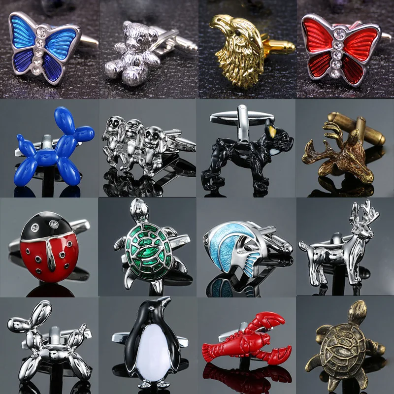 Cool น่ารักสแตนเลสสัตว์ Cufflinks สุนัข Shark Bee ผู้ชายเครื่องประดับจัดเลี้ยงธุรกิจงานแต่งงานไนท์คลับ Cuffs แขนอุปกรณ์เสริมของขวัญ