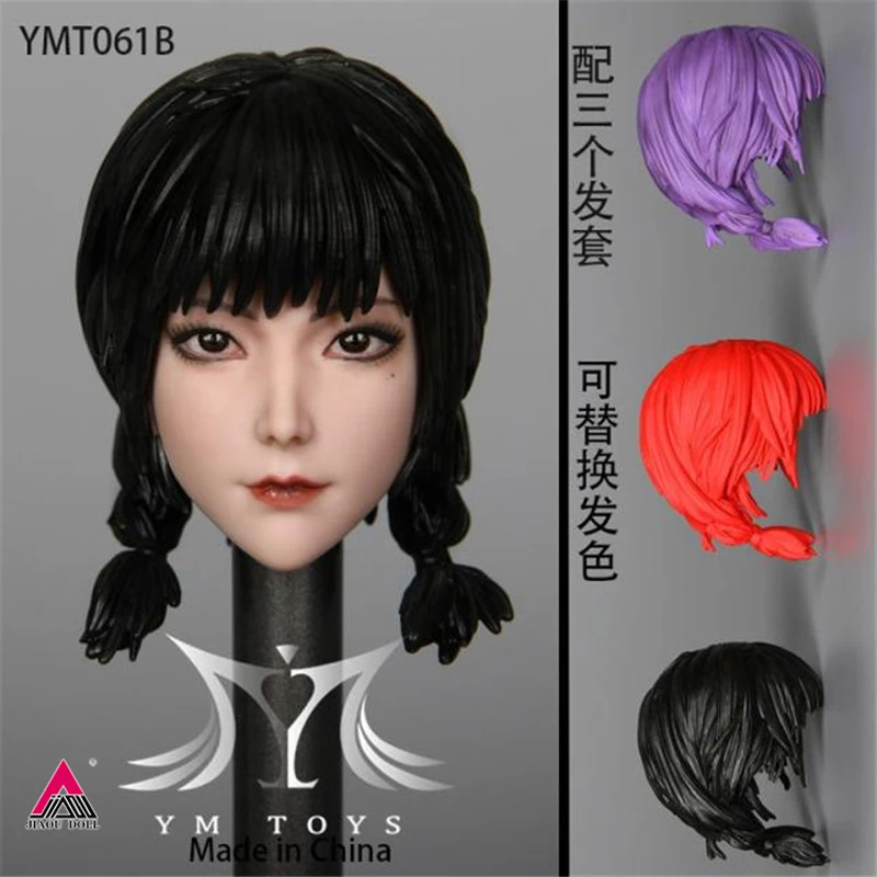 YMTOYS YMT061 1/6 Asian Beauty Haruko Head Sculpt Carving with Replaceable Hair Cover Fit 12'' Female Soldier Action Figure Body