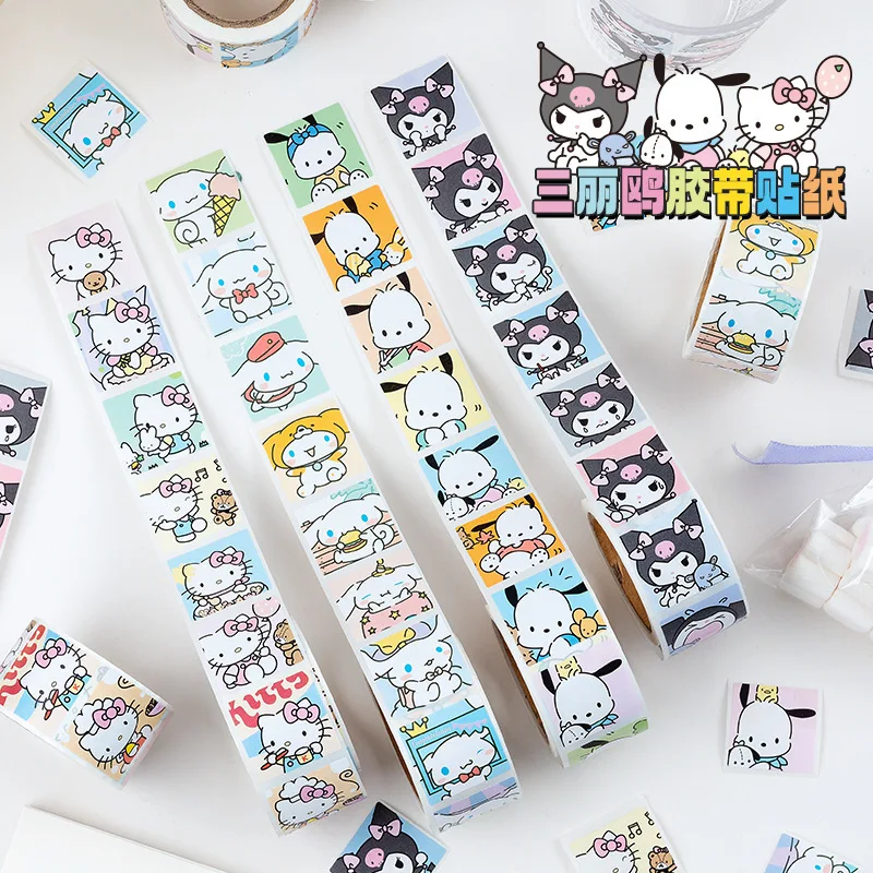 

New 200PCS Whole Roll Seal Sticker Cute Sanrio Big-eared Dog Kulomi Sticker Roll Girl Heart Decorative Material Kawaii Sticker