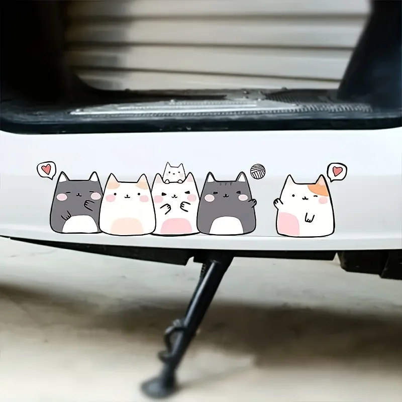 

Anime Cartoon Vinyl Decor for Outdoor Use - Cat Design Car Scratch Protective Film & Glass Motorcycle Helmet Stickers