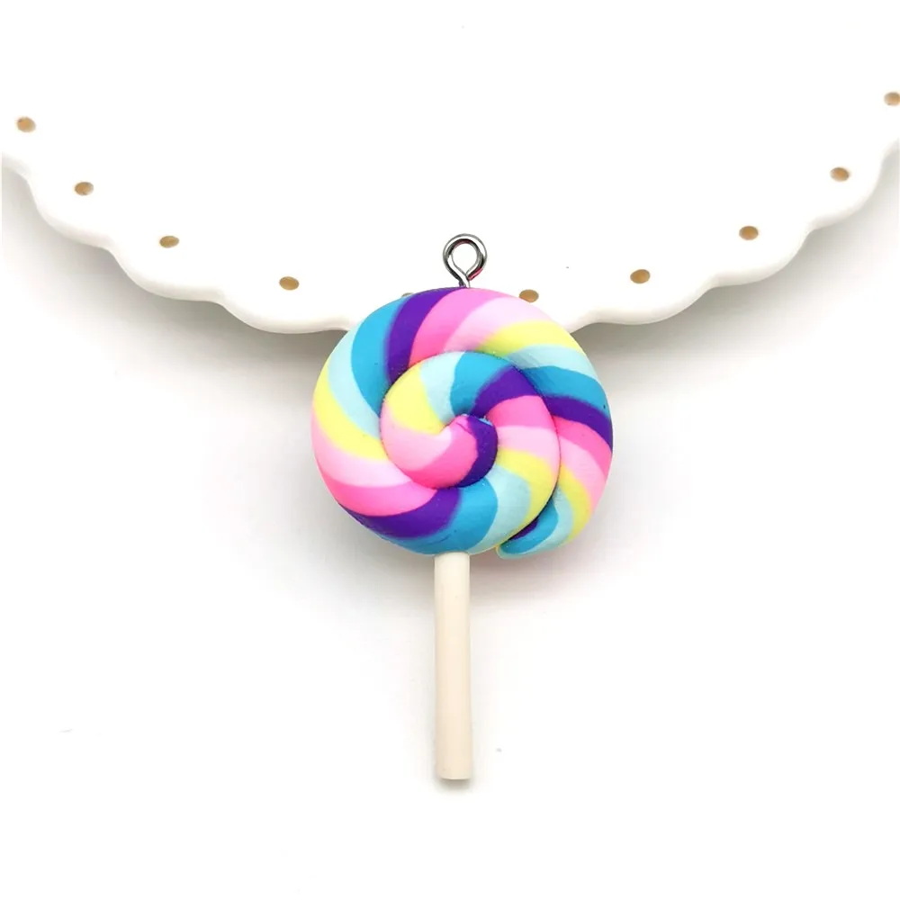 1/2PCS Große Simulieren Ton Lolipop Nette Plastilin Süßigkeiten Flache Rückseite für Kinder DIY Telefon Dekoration Schreibtisch Dekoration fee Garten – Detail 16