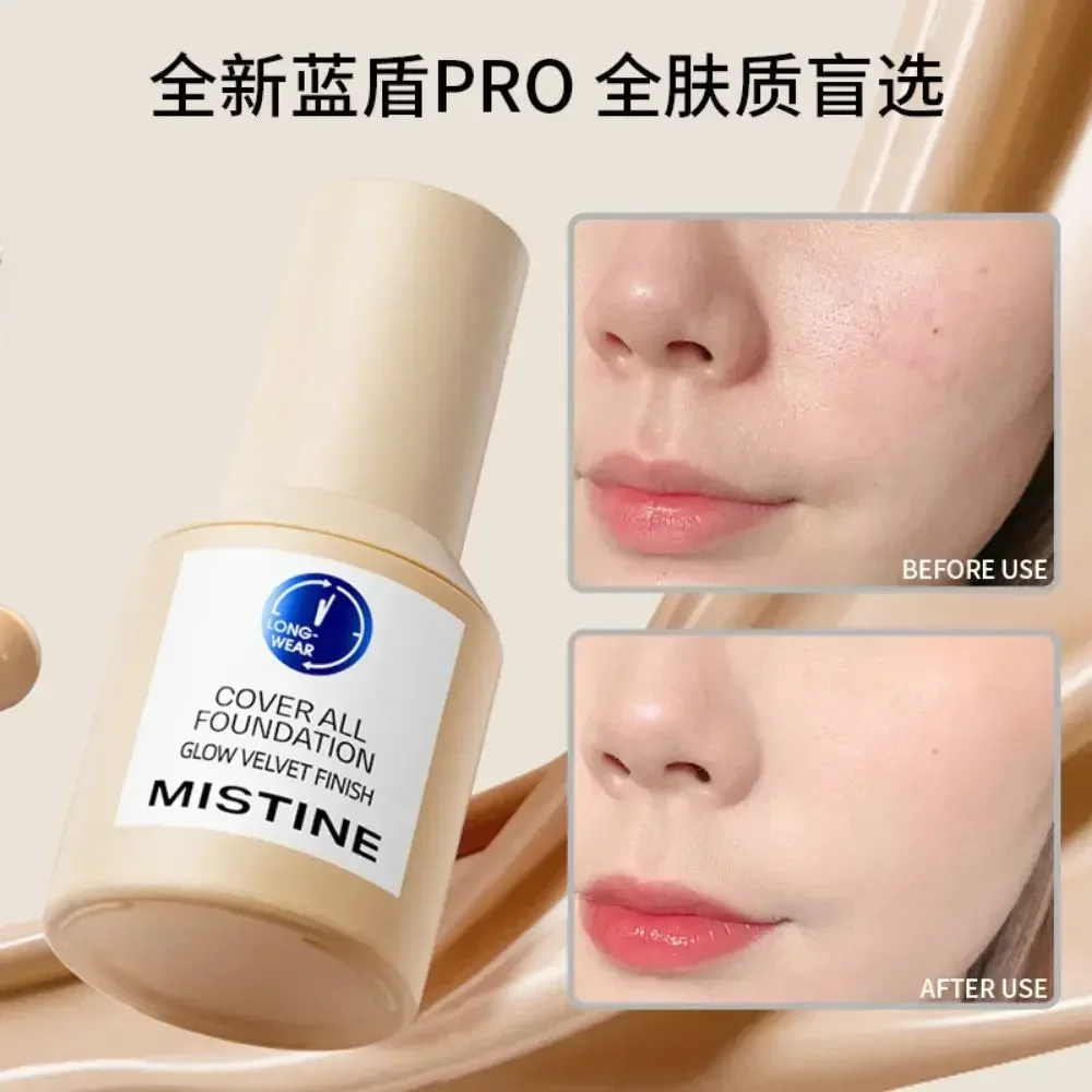 Mistine Small Blue Shield Vloeibare Foundation Concealer Hydraterende Oliecontrole Langdurige Vrouwelijke Make-up Cosmetica Zeldzame Schoonheid