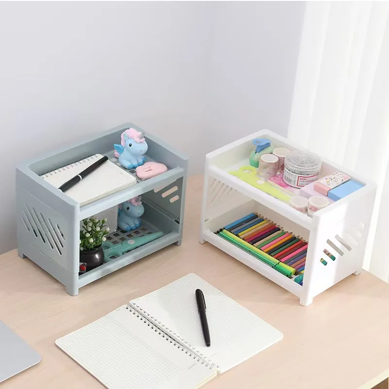 1Pc/Two-Layer Plastic Storage Rack, Desktop Cosmetics Storage Box, Bathroom Sink Organizer