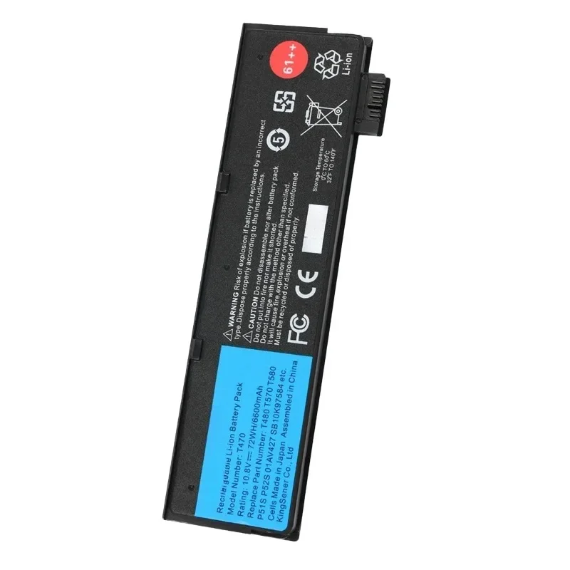 VBCX10.8V 6600mAh Laptop Battery for Lenovo ThinkPad T470 T480 T570 T580 P51S P52S 01AV427 01AV428 01AV423 SB10K97580 61++
