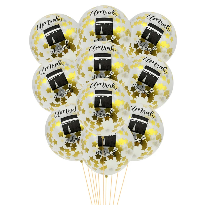 

Gold Umrah Mubarak Star Confetti Balloons Ramadan Kareem Decor Eid Mubarak Muslim Islamic Party Balloon Home Eid al-fitr Supplie