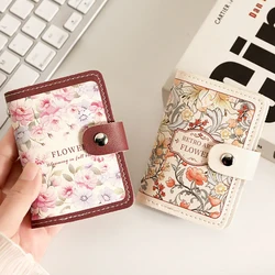 Retro Floral Oil Painting Hasp Cards Bag Women Multi Cards Slots Credit Card Holder ID Card Holder Badge Holder Card Covers