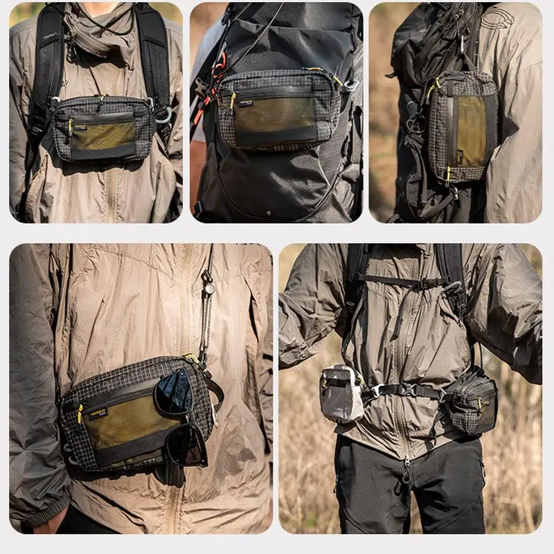 

Nylon Mesh Waist Pack Phone Pocket And Quick-Adjust Strap Waterproof Multi Pocket For Cycling Running Hiking Camping