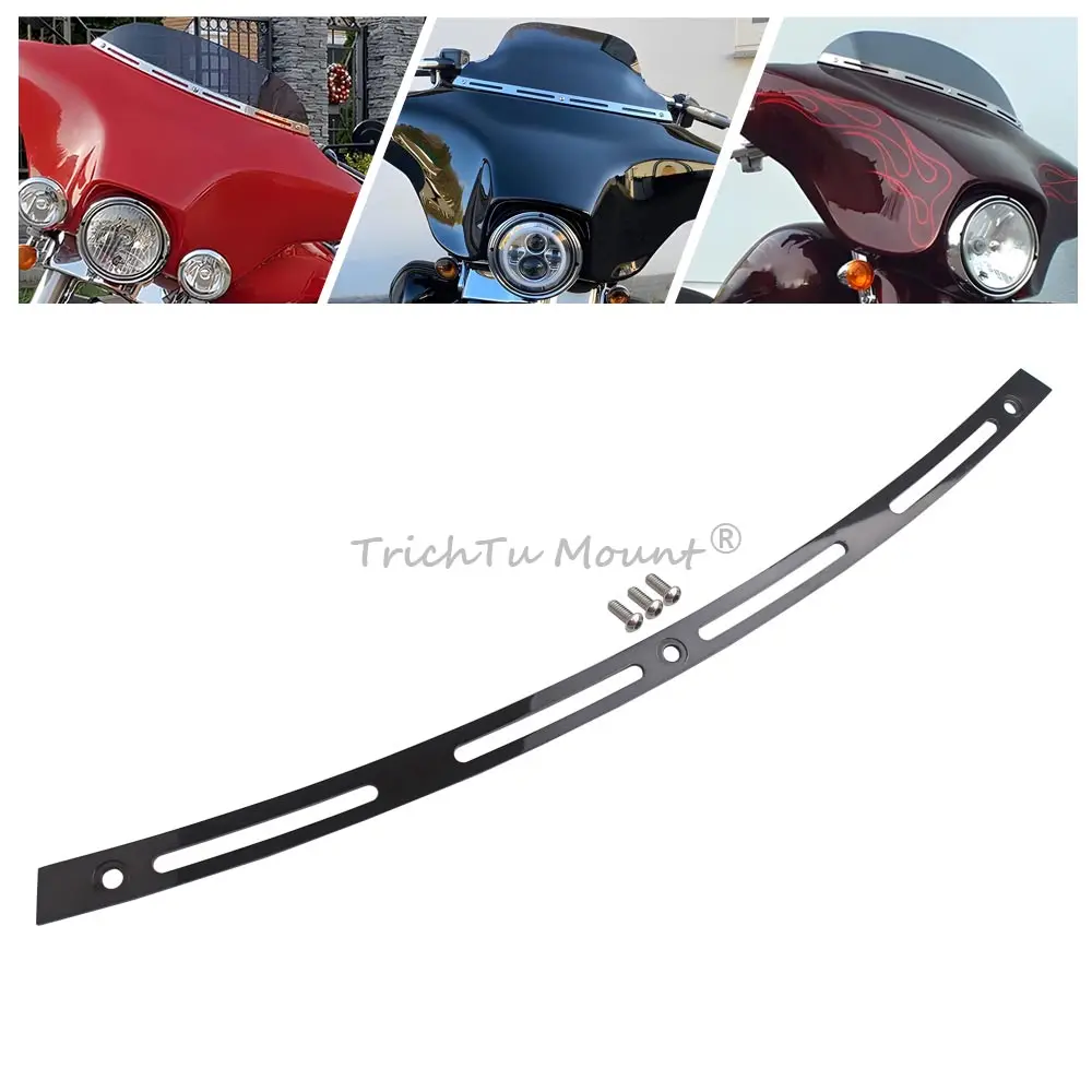 

1pc Motorcycle Black&Chrome Fairing Windshield Windscreen Trim For Harley Davidson Electra Glide Street Glide Trike 1996-2013