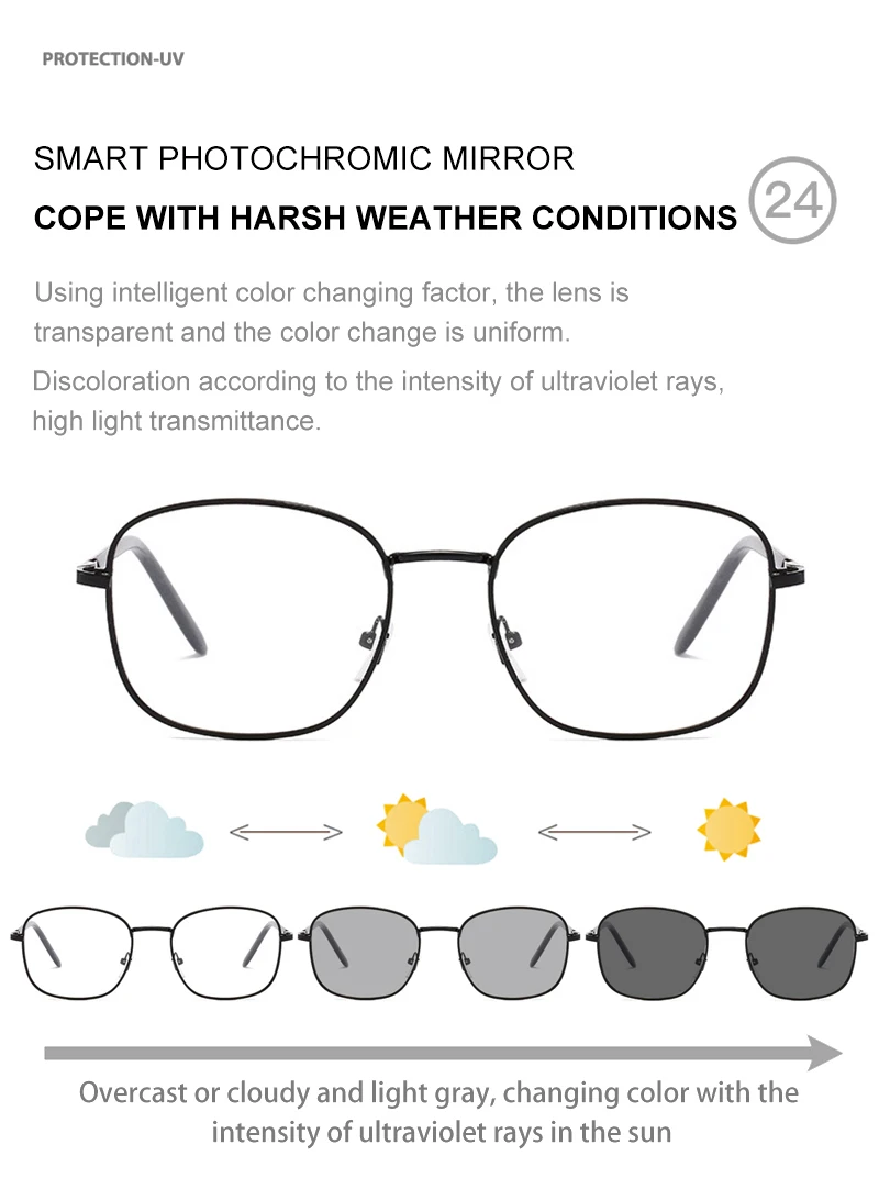 Übergroße quadratische Anti-Blaulicht-Brille für Männer und Frauen, ultraleichte, große photochrome Brille, modische dekorative Brille – Detail 8