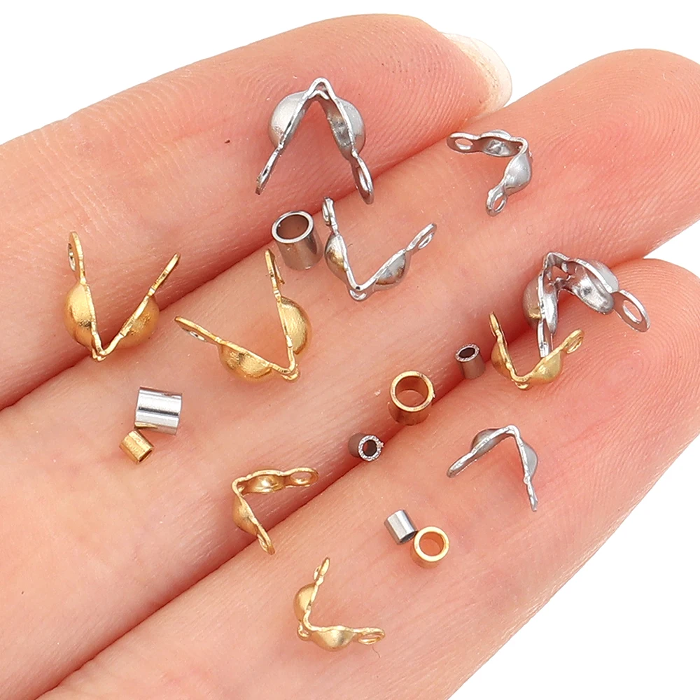 20-100pcs Stainless Steel Cord End Caps Positioning Tubes Accessories Set for Bracelet Necklace DIY Jewelry Making Supplie