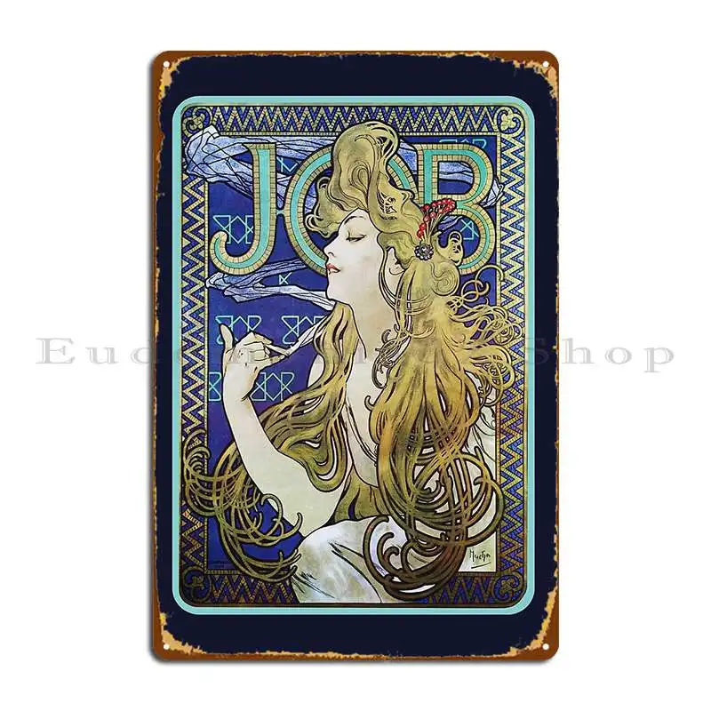 Mucha Job 1896 Vintage Job Cigarette Papers Poster Enhanced Copy Metal Plaque Poster Personalized Kitchen Cinema Tin Sign Poster