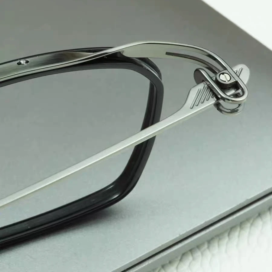 Hot Sale Japanese Handmade Half Square Glasses Frame Men Women 145mm Big Size Titanium Acetate Ultralight Eyeglasses Eyewear