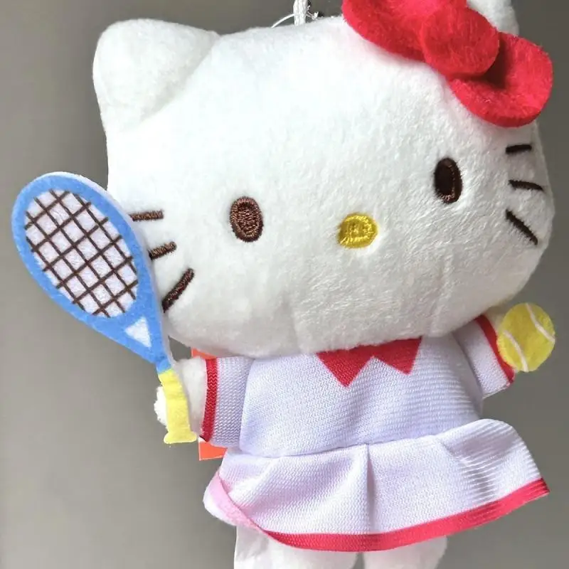 Hello Kitty Stuffed Toys Key Chain Sanrio Tennis Kt Doll Cartoon Plush Pendant Kawaii Keychain Cute Girl Doll Bag Pendant Gift