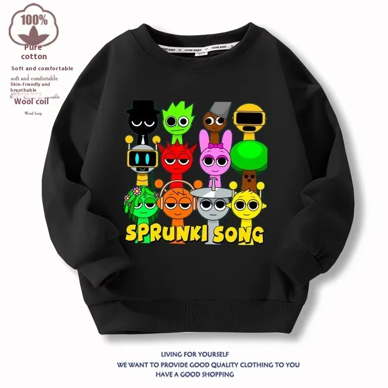 

2024 Sprunki Sweatshirt Christmas Hoodie Funny Cartoon Game Figure Children's Cotton Clothing Fashion Kids Halloween Clothes