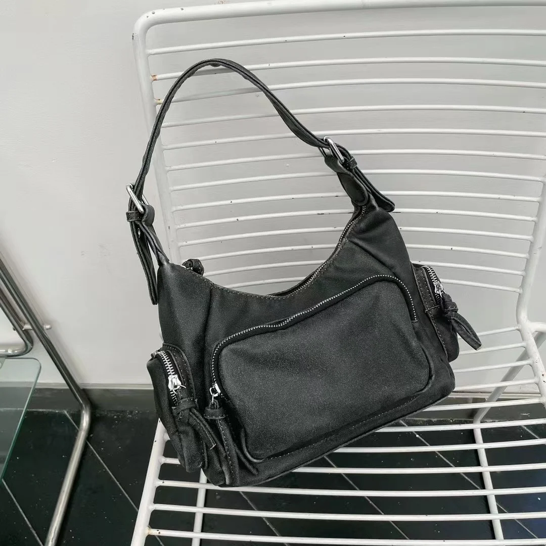 

Punk Multi-pocket Motorcycle Bags for Women Shoulder Bag Soft Handbags Retro Wash PU Leather Crossbody Bag NEW Underarm Bags