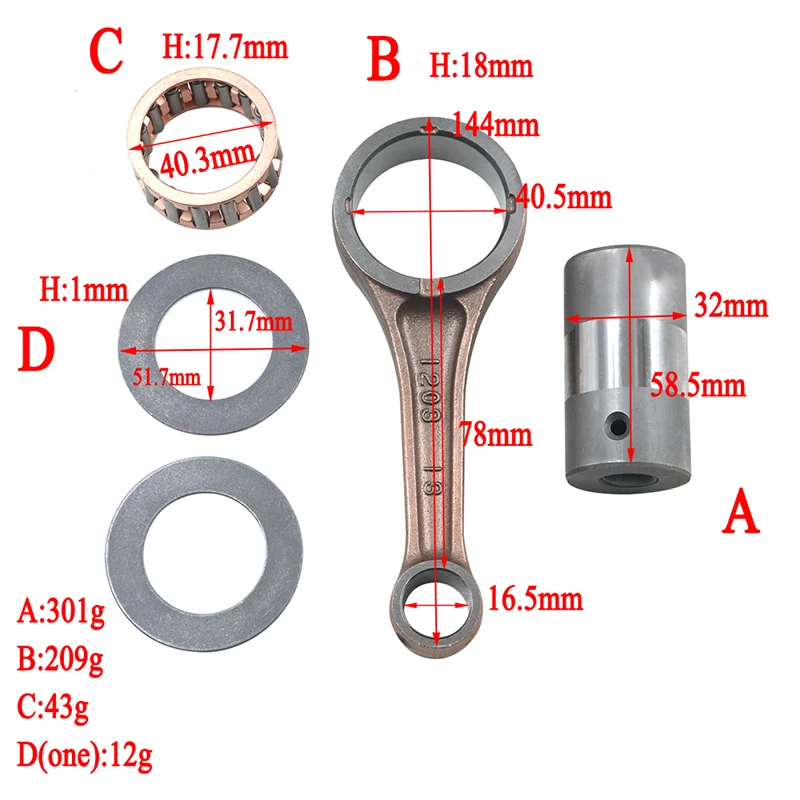 AHL قطع غيار الدراجات النارية ربط قضيب كرنك قضيب Conrod عدة لكاواساكي KLX250 1992-2017 KLX300 1996-2007 13101-1253 KLX 250 300