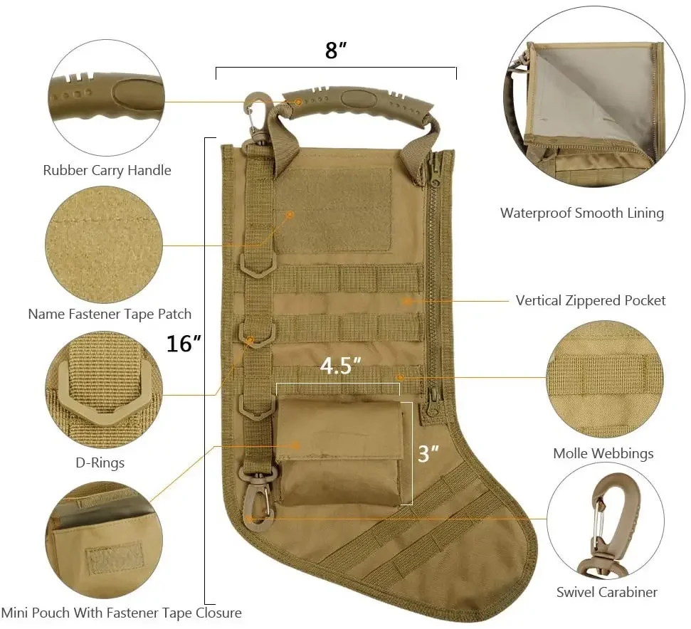 Christmas MOLLE Stocking Socks Tactical Military Bag Dump Drop Pouch Utility Storage Bags Combat Hunting Pack Magazine Pouches