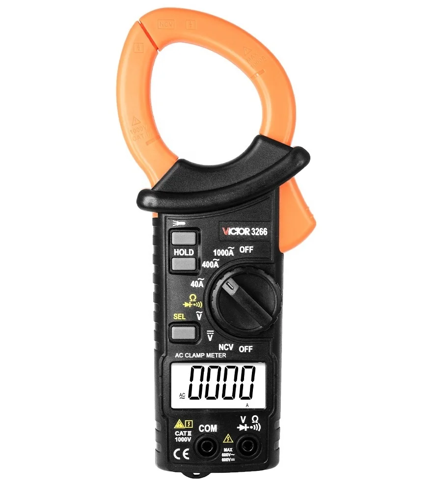 VICTOR 3266 ВЫСОКОПРЕЗИОННЫЙ ЦИФРОВОЙ ЗАЖИМ МЕТР Высокое разрешение Большой экран Дисплей Максимальный дисплей 4000 Высота слов 15 мм