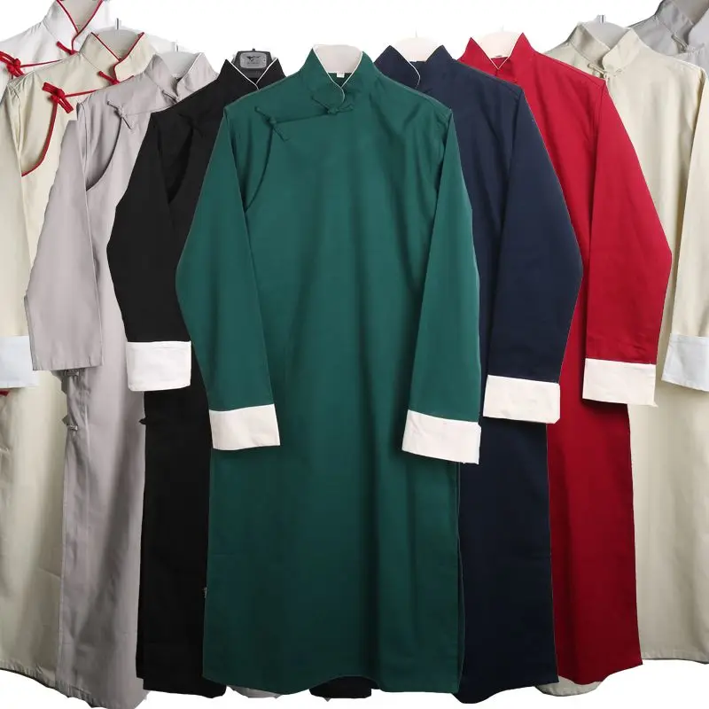 

Men's Long Shirt Qing Dynasty Style Performance Costume Stand-up Comedy Gown Traditional Chinese Fashion Student Uniform