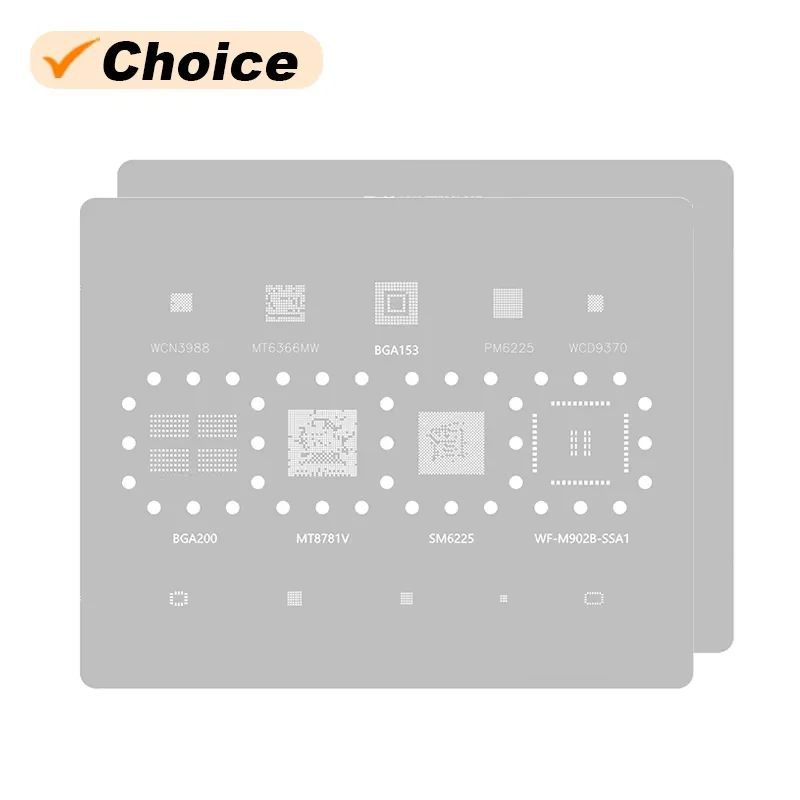 AMAOE Pad1 Pad2 0.12mm BGA Reballing Stencil for MT8781 SM6225 MT8792 CPU Universal Planting Tin Steel Mesh Solder Tin Net