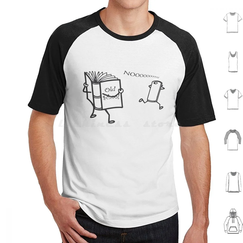 Old School T Shirt Big Size 100% Cotton Old School Books Internet Cellphone Mobile Mobii Art