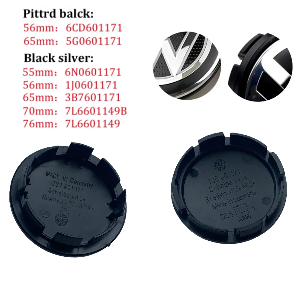 100pcs 55mm 56mm  65mm 70mm 76mm Car Wheel Center Caps Hubcap Cover for VW Volkswagen Jetta MK5 Golf Passat styling 3B7601171