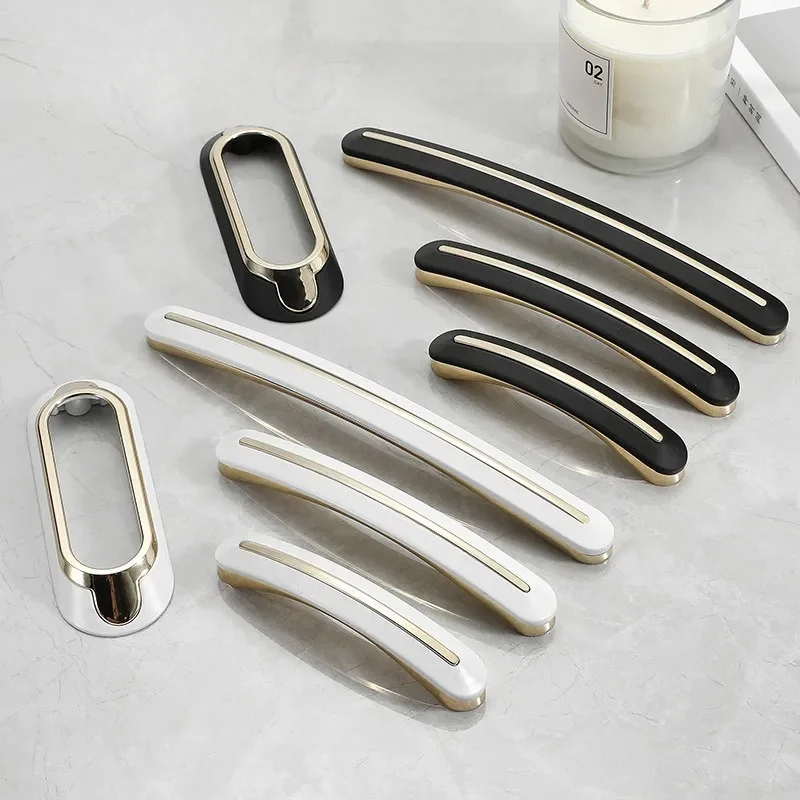 Modern Simple Zinc Alloy Cabinet Drawer Handle Light Luxury Hardware Wardrobe Pulls Indoor Furniture Knobs Wholesale view 2