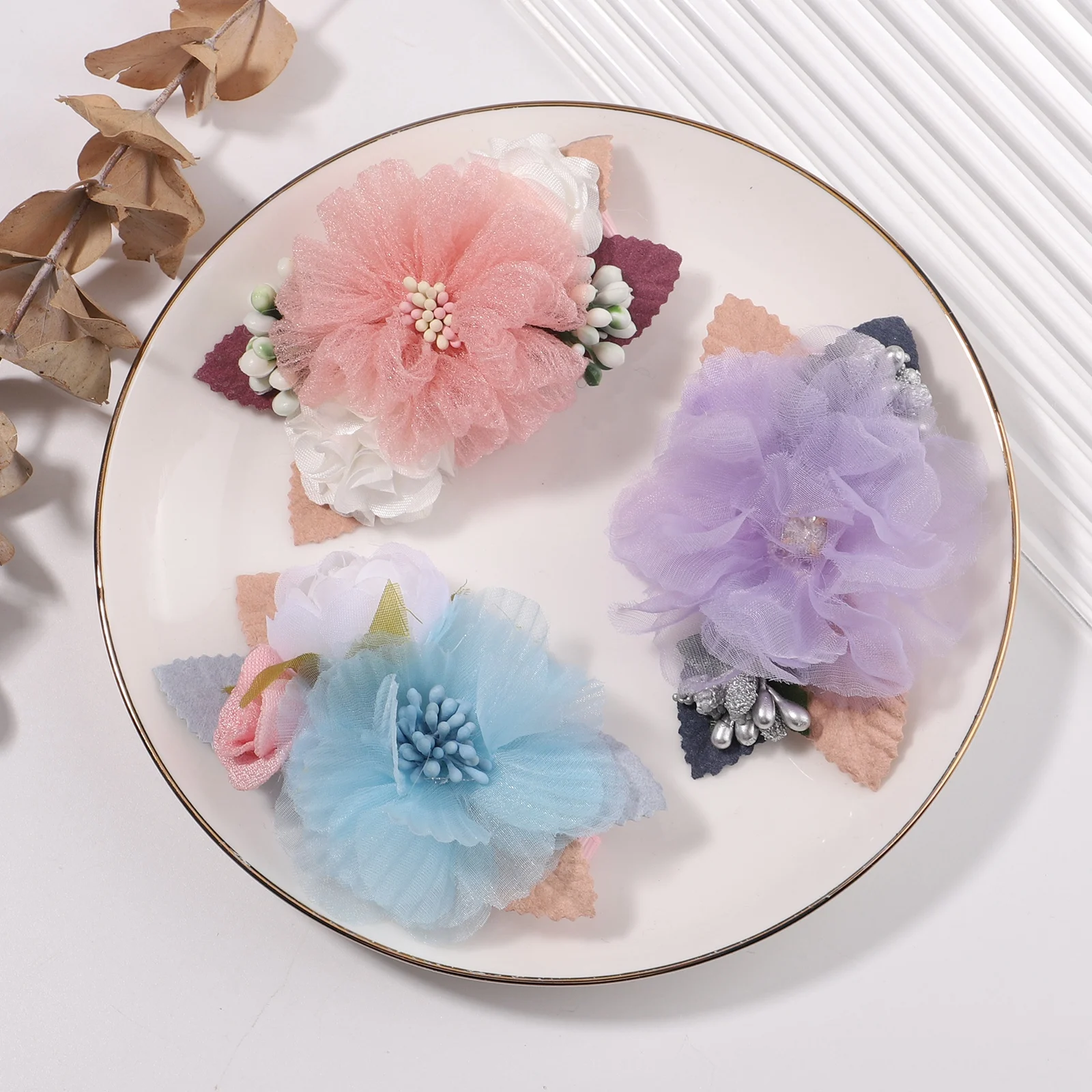 1pcs Artificial Flower Handmade Hair Clip Baby Girls Sweet Pink Hairpins Safe Clips Headwear Decorate Hair Accessories Wholesale