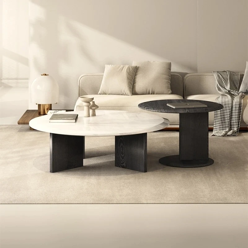 

Italian minimalist natural luxury stone coffee table high sense modern simple light luxury