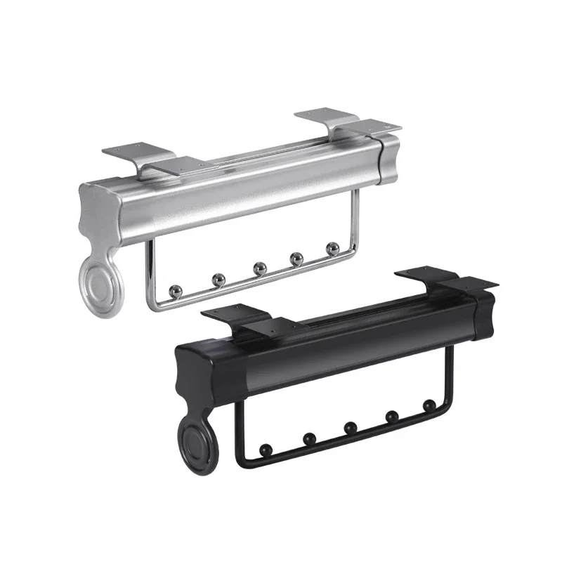 Shallow Wardrobe Clothes Rail Telescopic Top-Mounted Hoisting Storage Hanger Device Longitudinal installation With Silent Slide