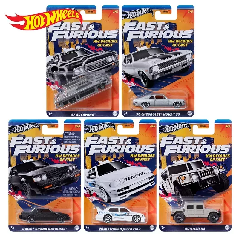 Hot Wheels Car Fast & Furious HW Decades of Fast Boy Toy 1/64 Diecast EL Camino Buick Grand National Hummer Chevrolet Volkswagen