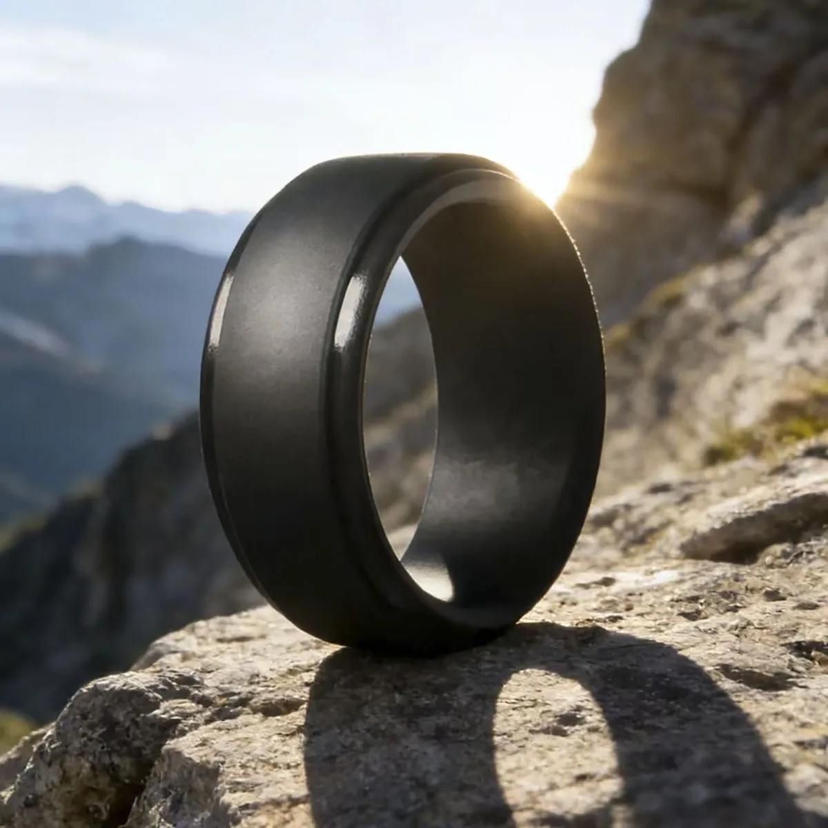 2 PCS Black Silicone Men\'s Wedding Bands - Soft Comfortable Fit for Sizes 7-14  Jewelry  Halloween
