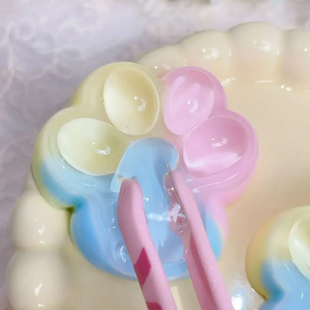 귀여운 삼색 무지개 미니 고양이 발바닥 모양 스퀴즈 포치드 에그 감각 장난감 만화 피젯 3D TPR 핀치 스트레스 해소 장난감