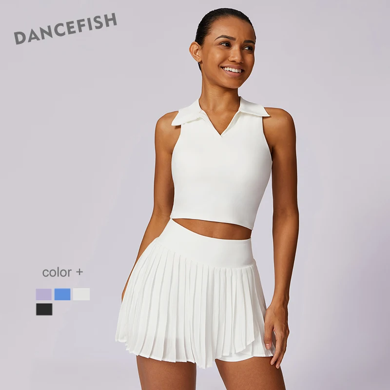 

DANCEFISH Women Outdoor Leisure T-Shirt Running Sportwear Breathable Fitness Training Yoga Wear Badminton Tennis All In One Suit