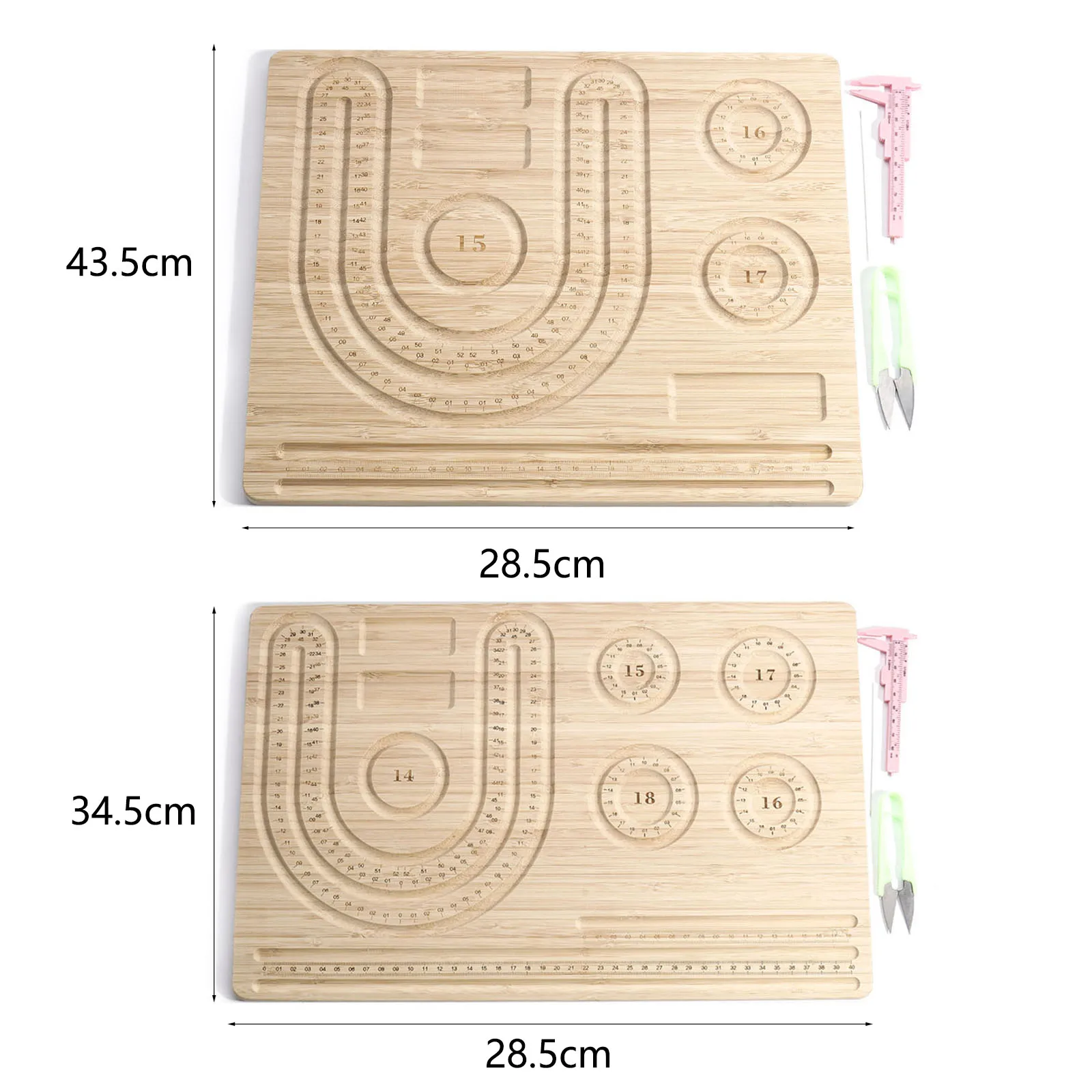 New Bamboo Bead Board Beaded Jewelry Tools Rectangle Light Brown DIY Making Bracelet Necklace Measuring Tools Organizer Tray,1pc